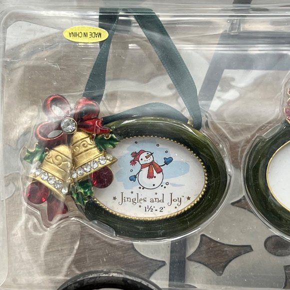 Jingles and Joy Set of 3 Christmas Picture Frame Ornaments Tree Bells Wreath - Picture 5 of 9